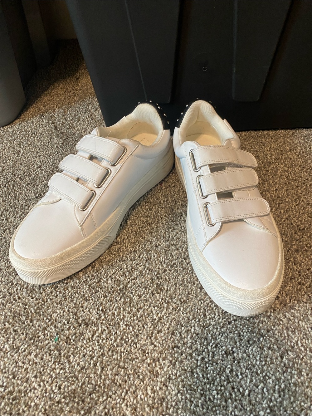 J Slides Cream Triple-Strap Platform Sneakers